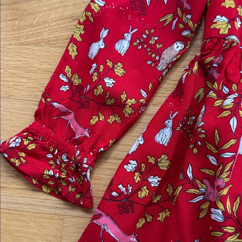 Mini Boden Vibrant forest friends Red Dress 5 6 - Picture 3 of 4